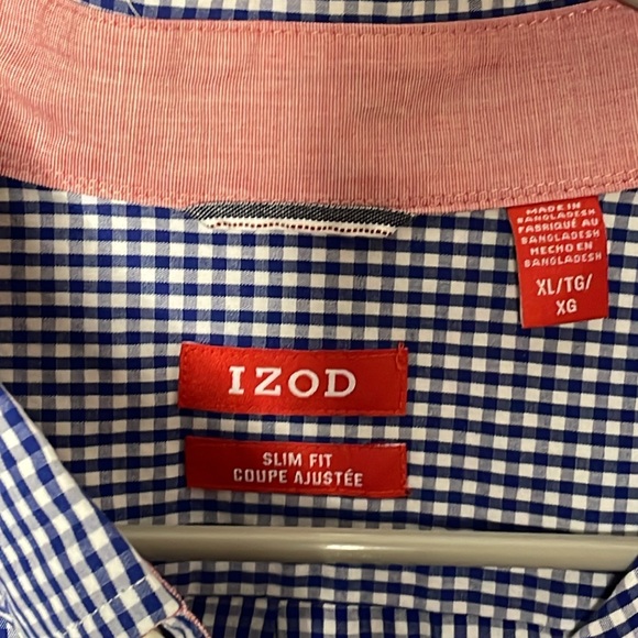 Izod Mens Button Down Blue Plaid XL - Picture 3 of 6